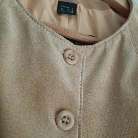DANIER 100% Genuine Suede Leather Vest Button Down Cream Beige Sz S - Picture 7 of 14